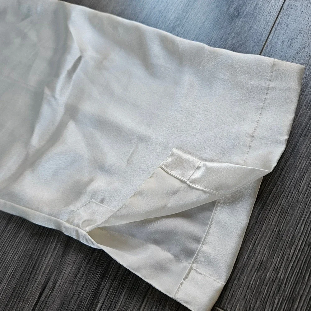 Vintage Victorias Secret Gold Label Pajama 2 Pc Set Ivory Satin Floral Stripe M - Picture 11 of 14